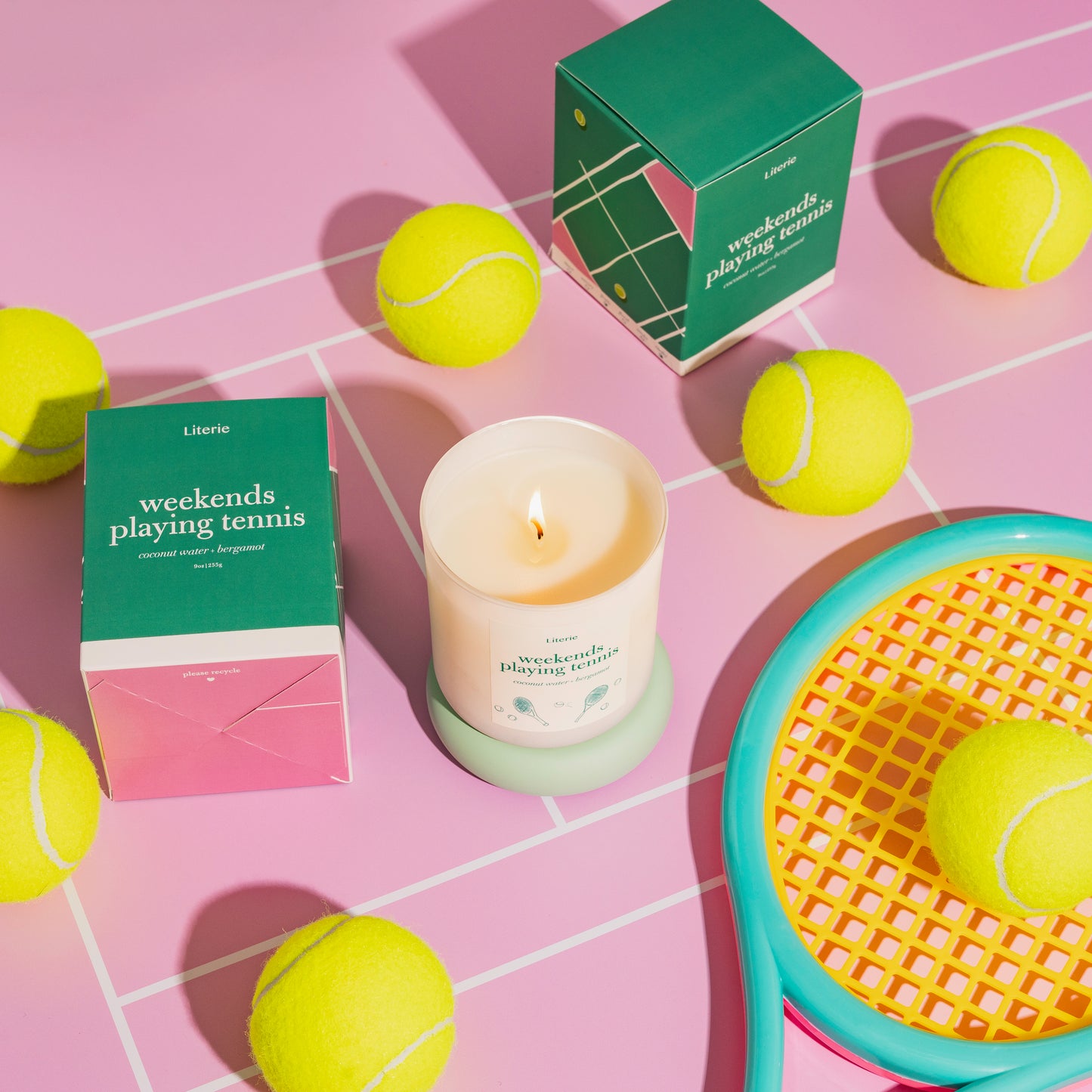 weekends playing tennis scented candle