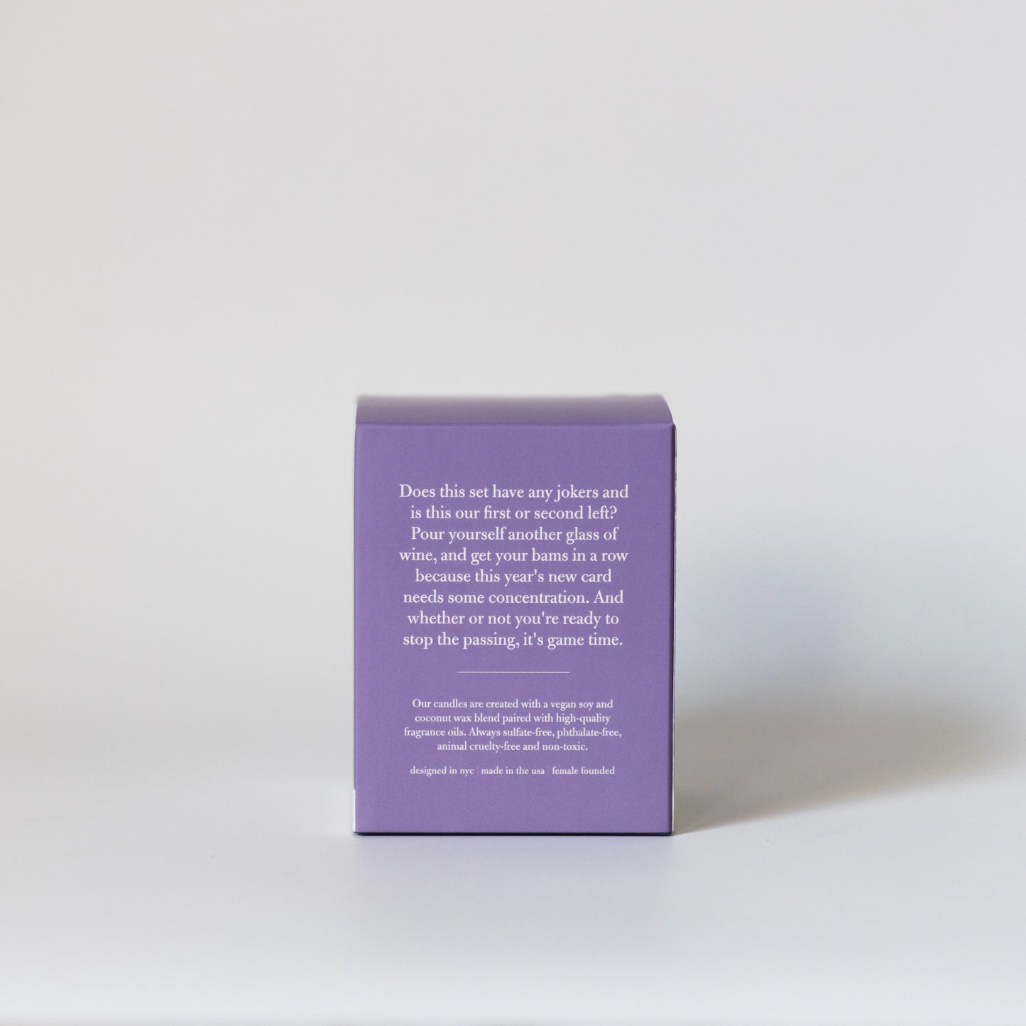 Calling For Mahjong candle box back.