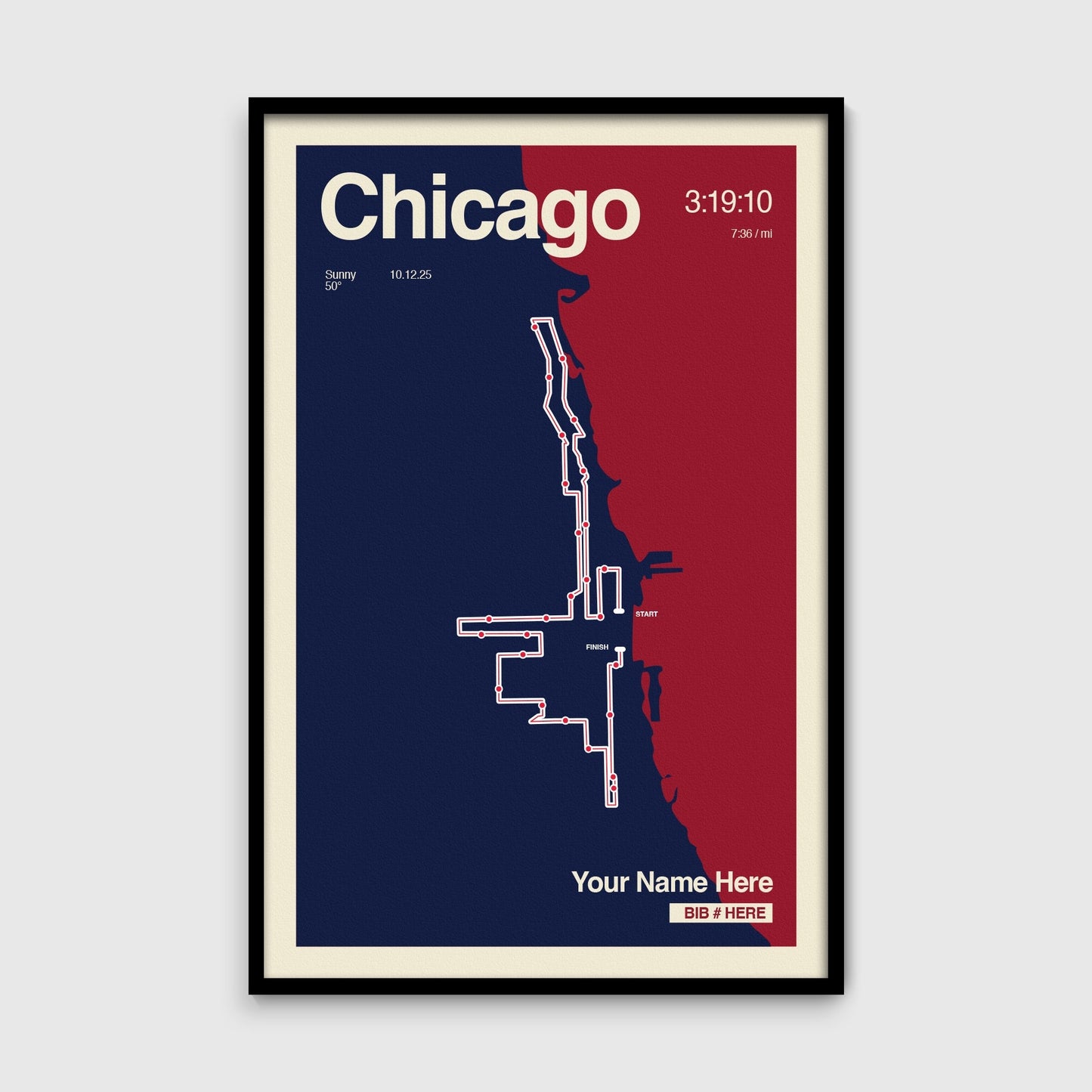 Chicago Marathon Personalized Race Print