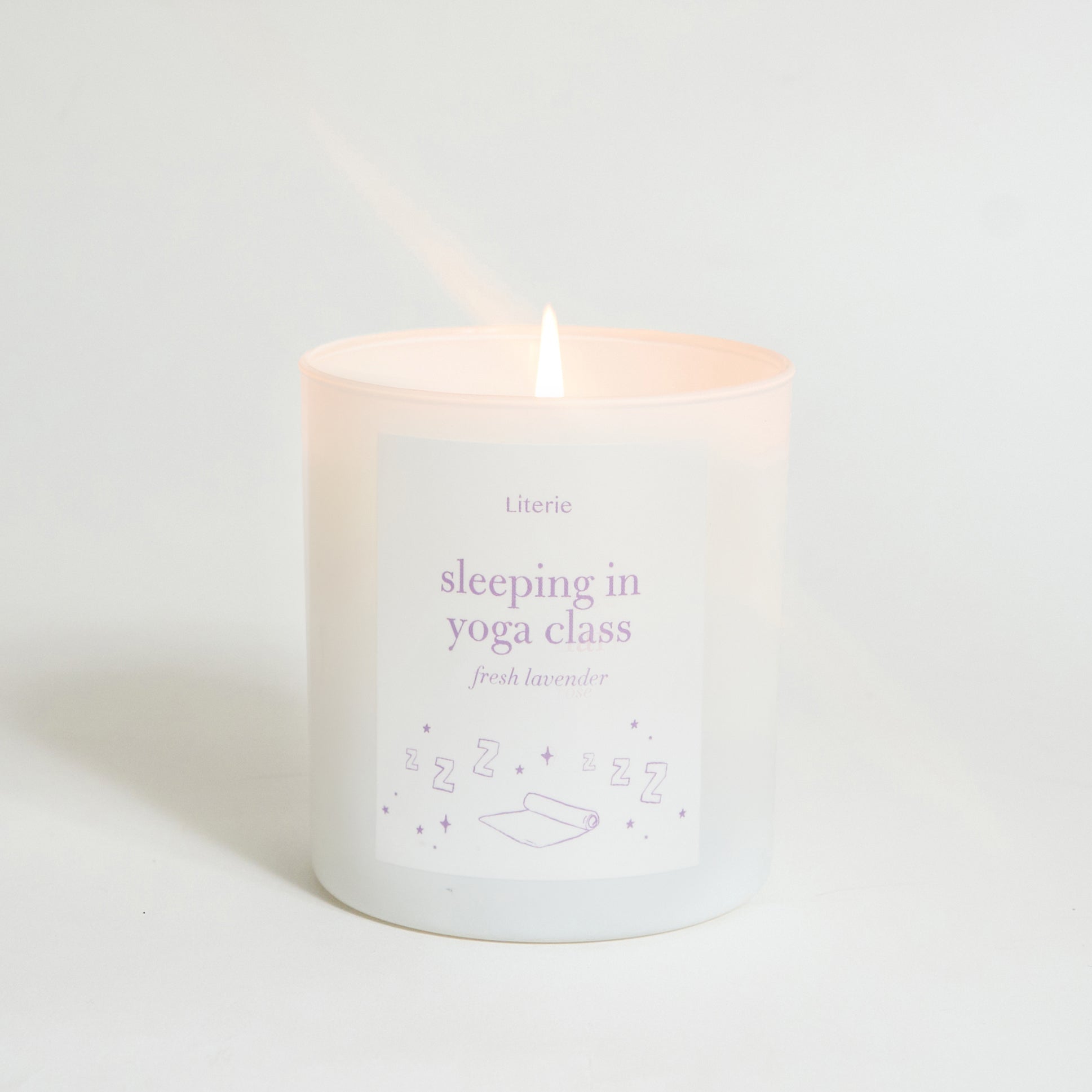 sleeping in yoga class candle