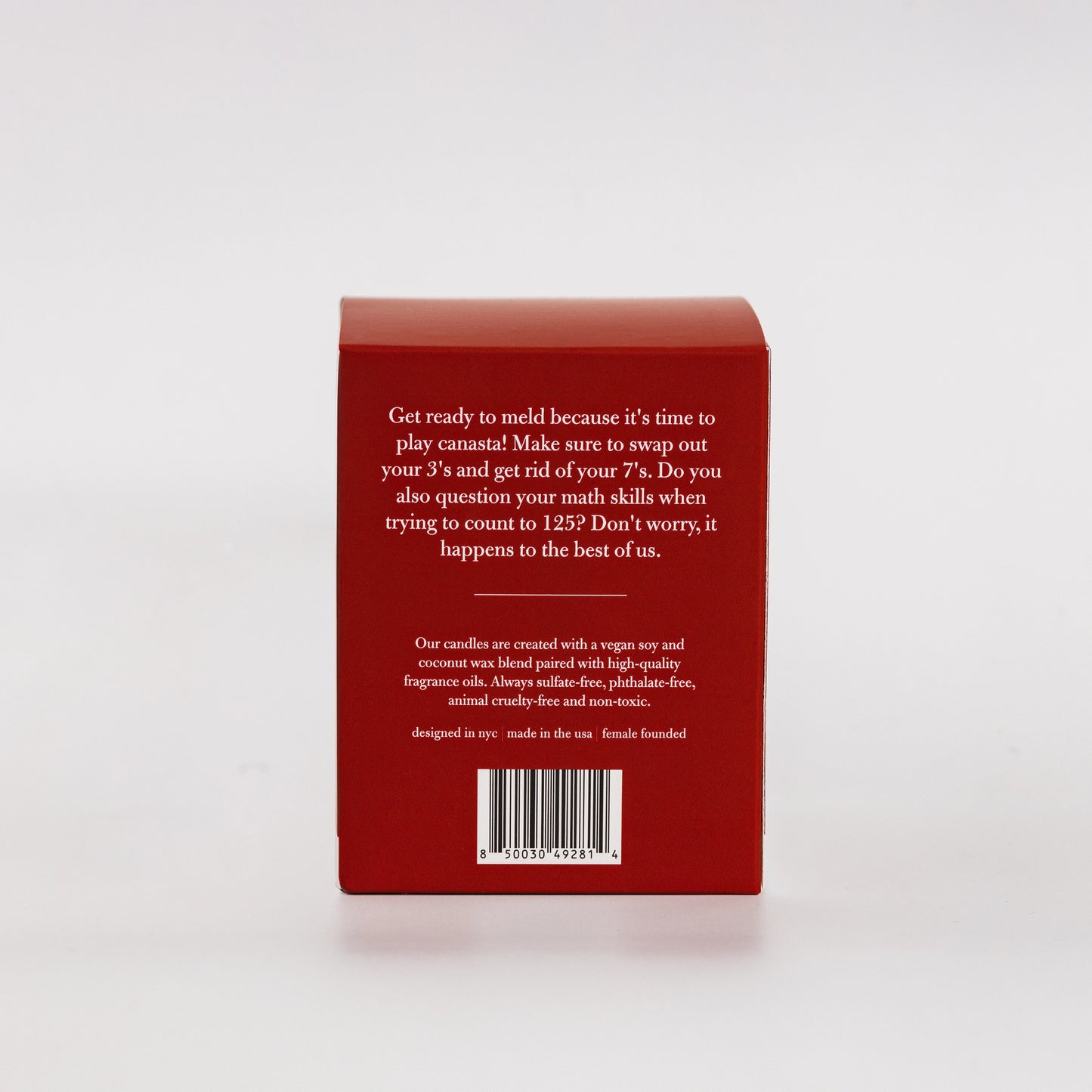Back of the partners playing canasta box with product description.
