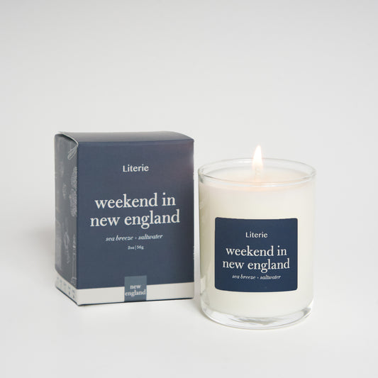 Literie's 2oz weekend in new england candle.