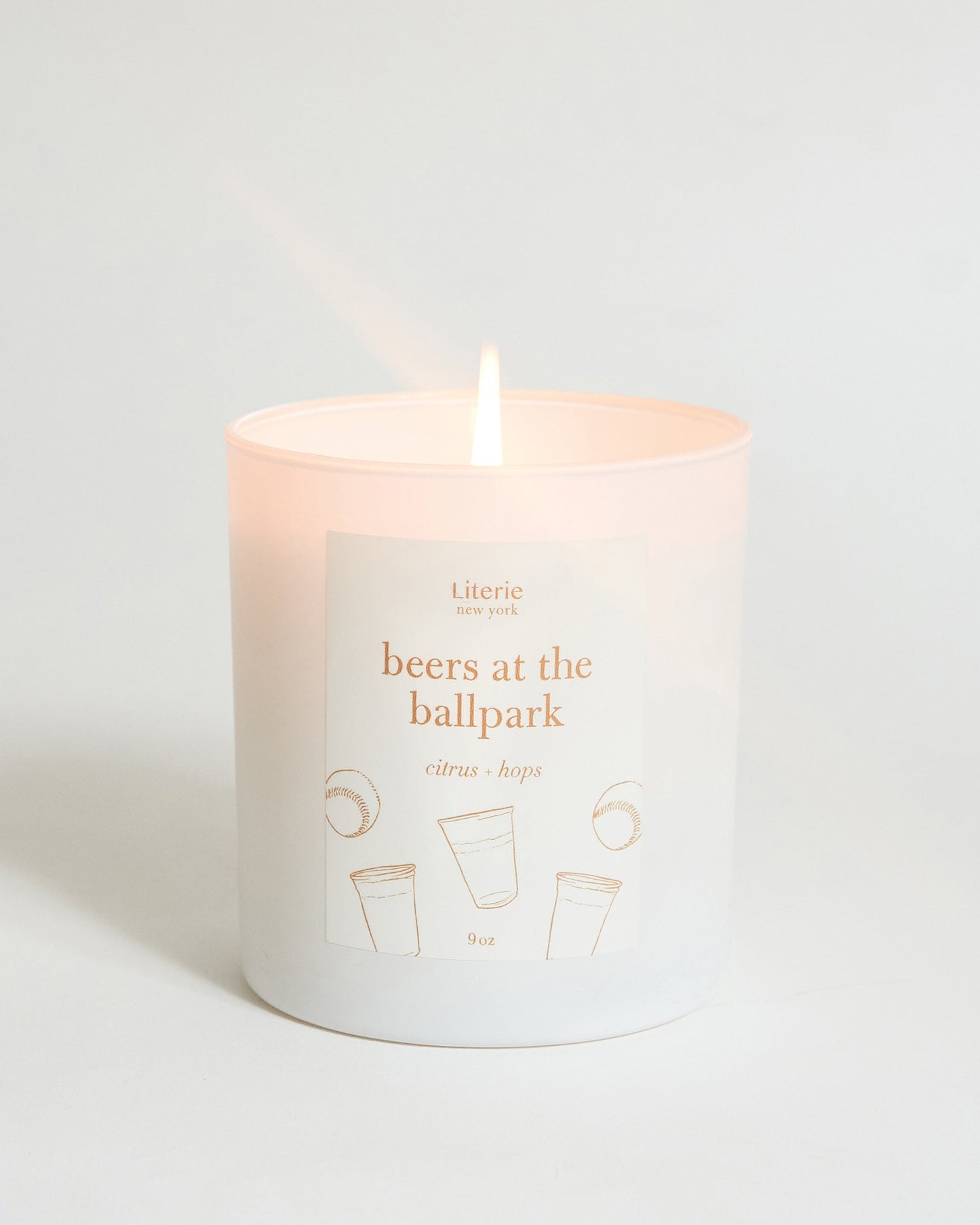 Beers at the ballpark candle.