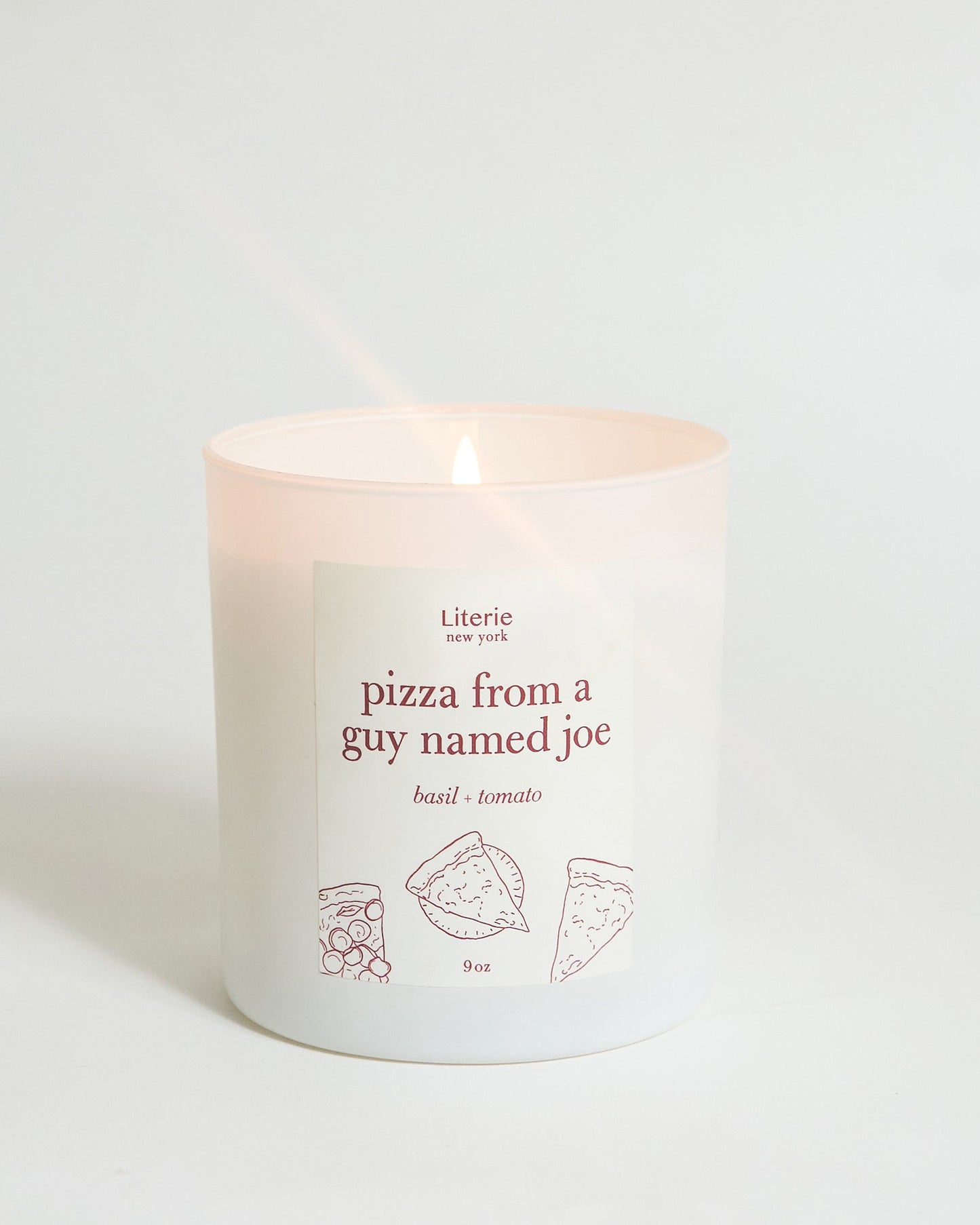 Pizza from a guy named joe candle.