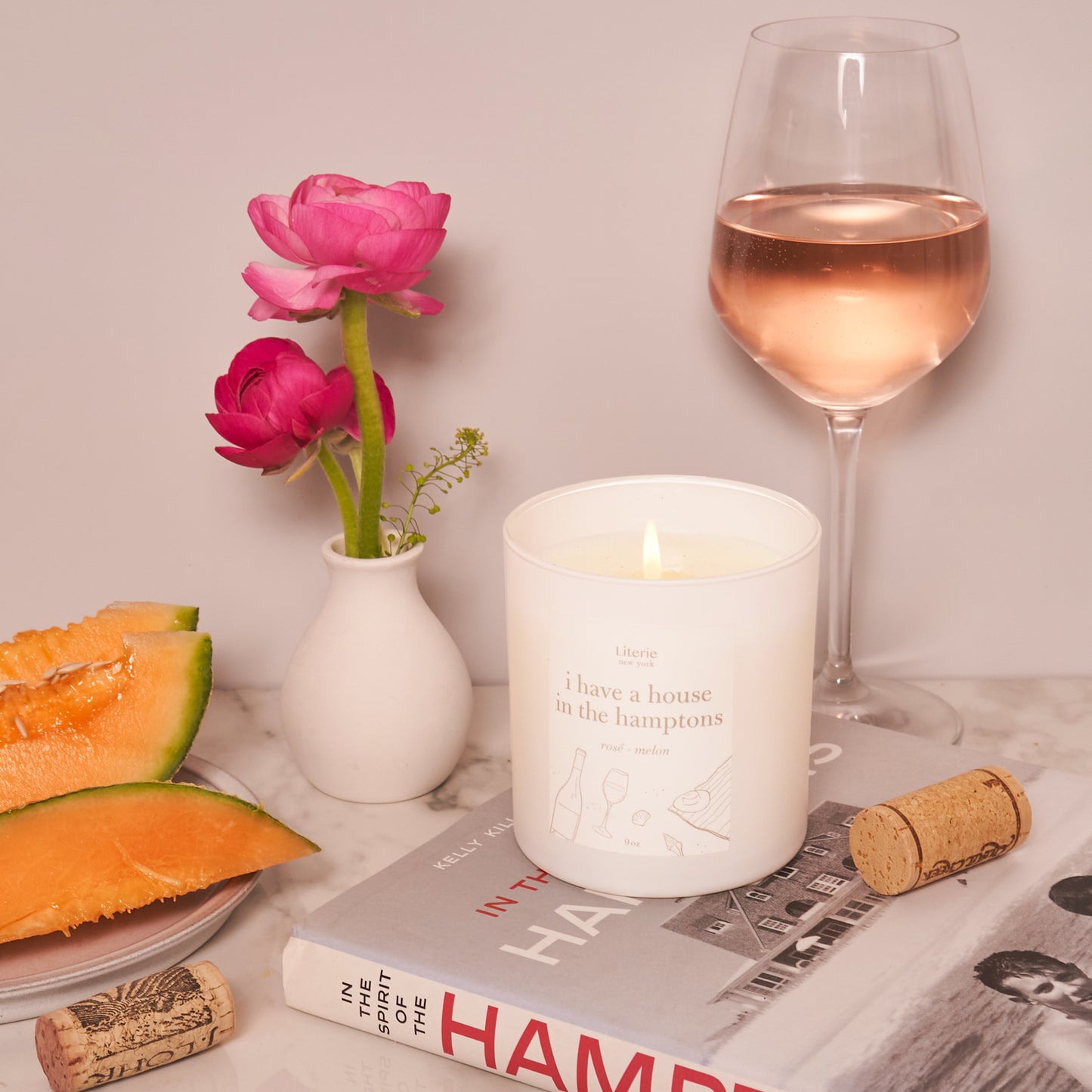 I have a house in the hamptons candle with rose.