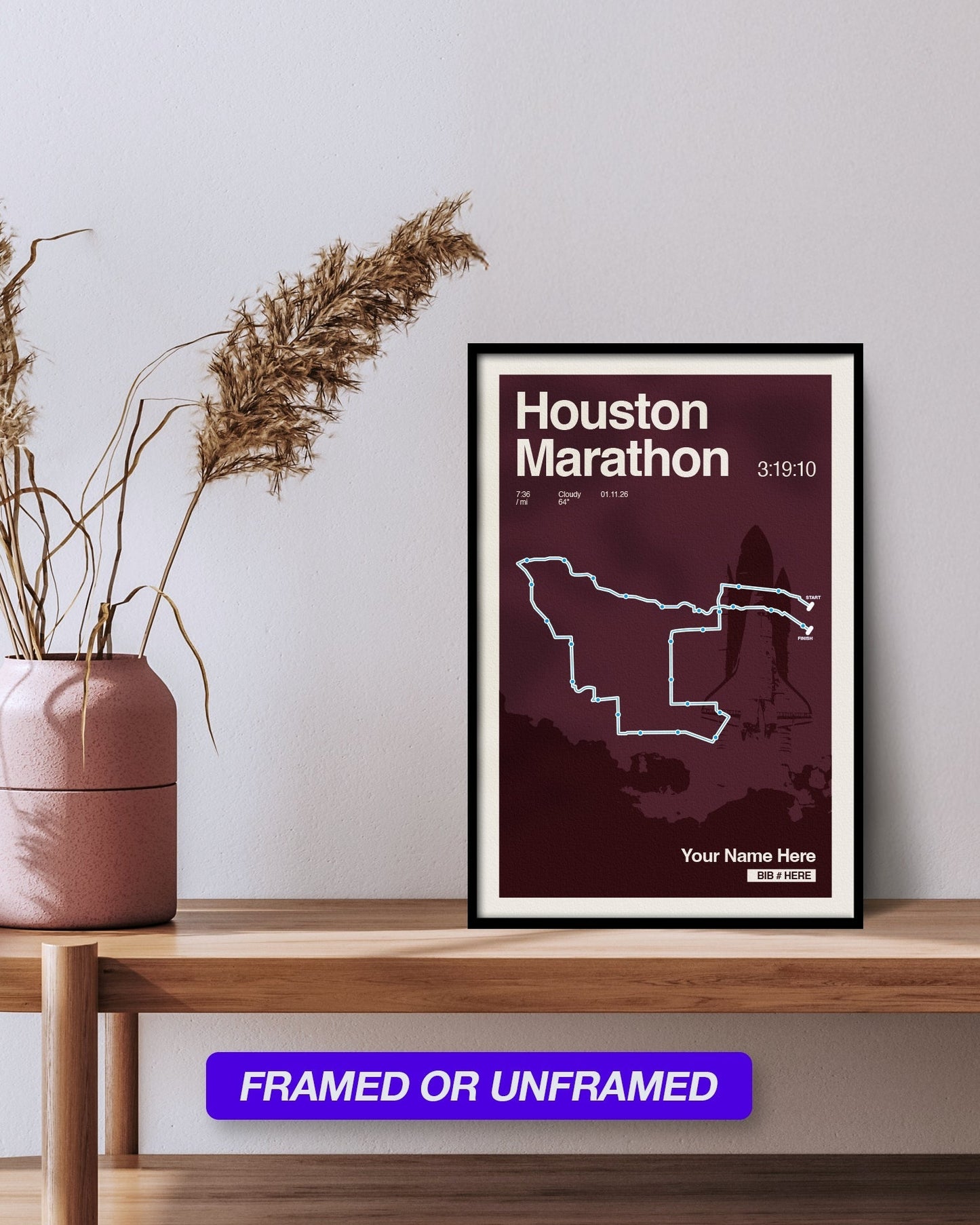 Houston Marathon Personalized Race Print