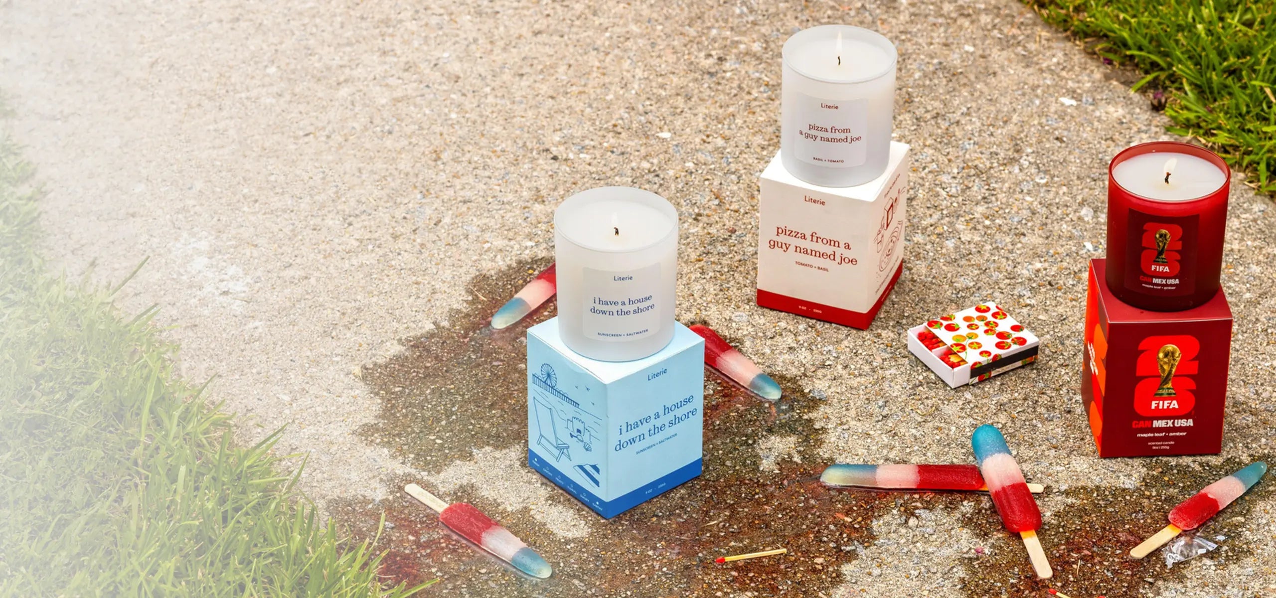 4th of July sale. 15% off red white and blue candles.