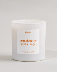'brunch in the west village' candle by Literie on a white background