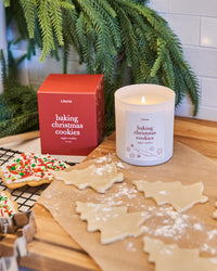 baking christmas cookies candle with sugar cookies.