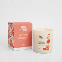 Emily In Paris berets and bouquets candle with box.