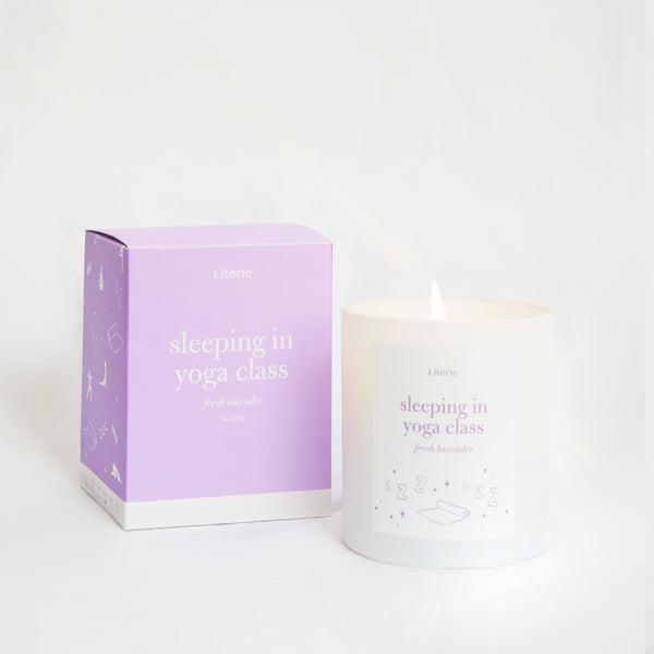 sleeping in yoga class candle box