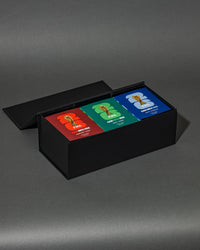 Black box with FIFA World Cup candles inside on a gray background