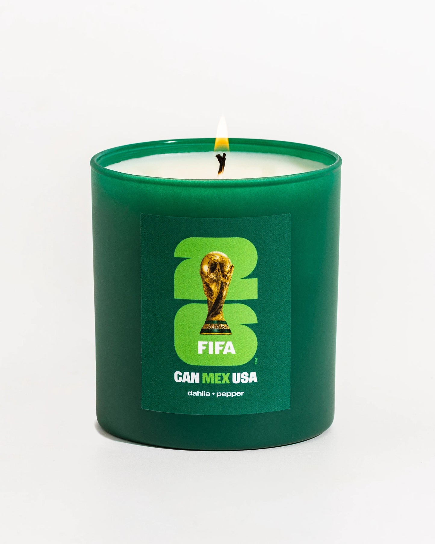 Green candle with FIFA World Cup Team Mexico branding on a white background.