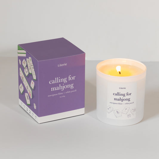 Literie's calling for mahjong candle with box.