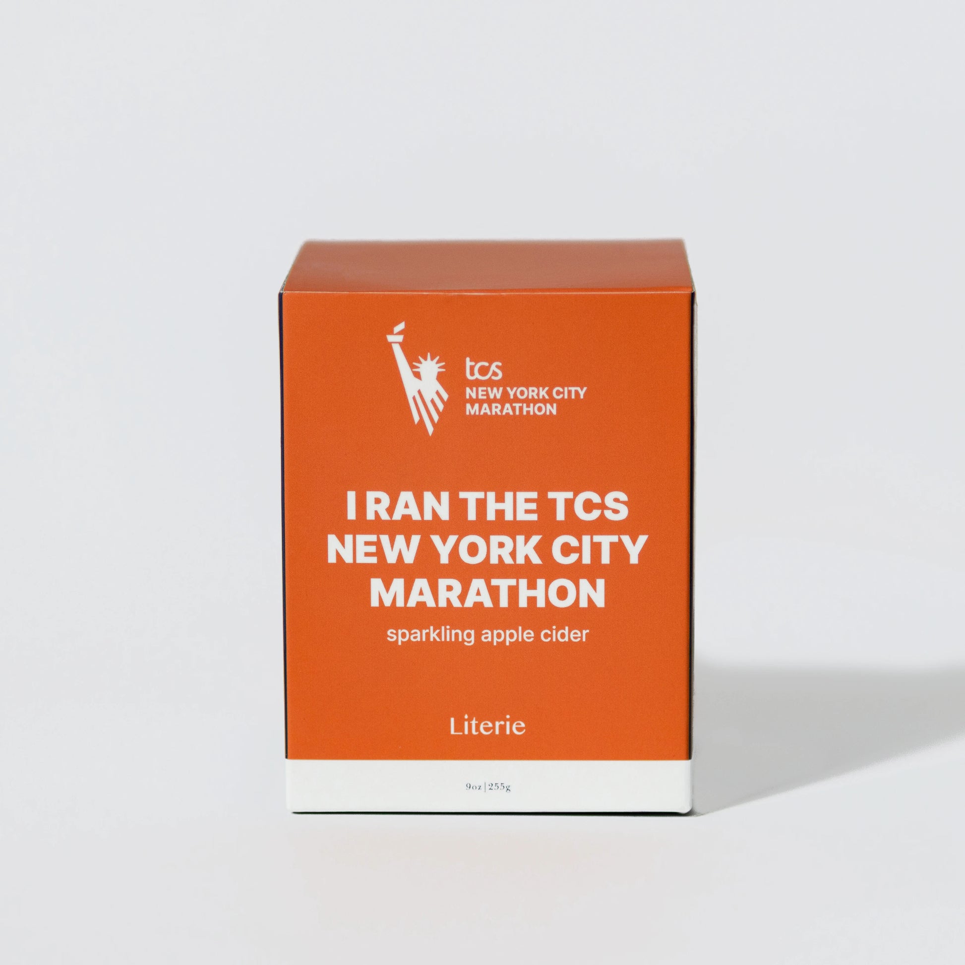 I Ran The TCS New York City Marathon candle box.