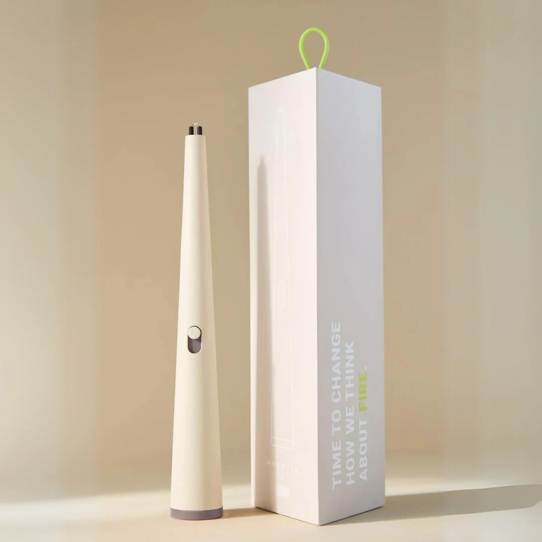 Luma Flume electric lighter in the color sandstone with box.