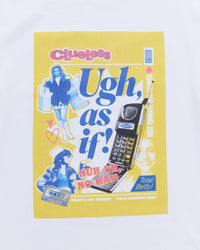 Magazine cover with 'Clueless' text and graphics on a yellow background