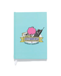 Clueless notebook with retro design elements and text on a light blue background