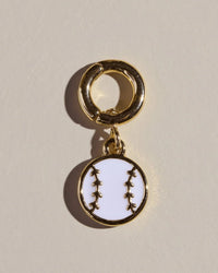 14k gold plated baseball charm for bracelet with clasp.