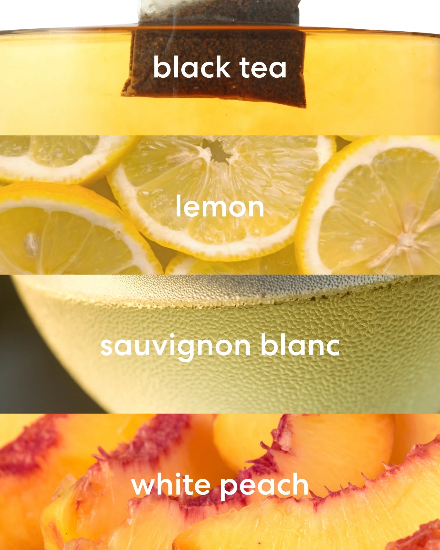 Earthy black tea, zesty lemon, crisp sauvignon blanc, and juicy white peach scent notes.