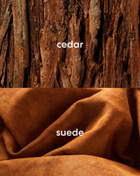 Earthy, rich cedar wood and soft, warm suede scent.