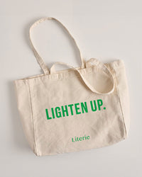 lighten up tote bag.