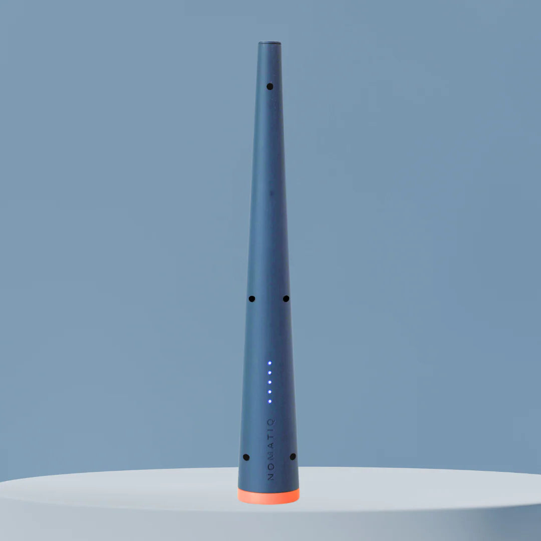 Blue electric lighter with charging lights.