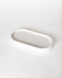 White concrete candle tray on a white background.
