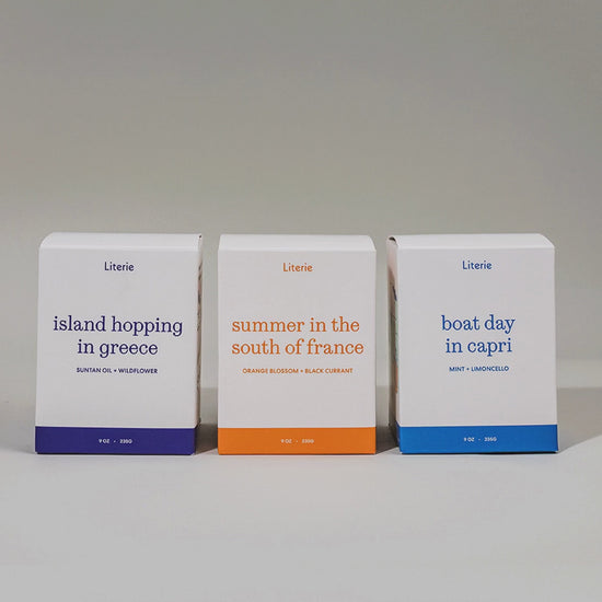 Euro summer candle trio boxes spinning 360 to view illustrations