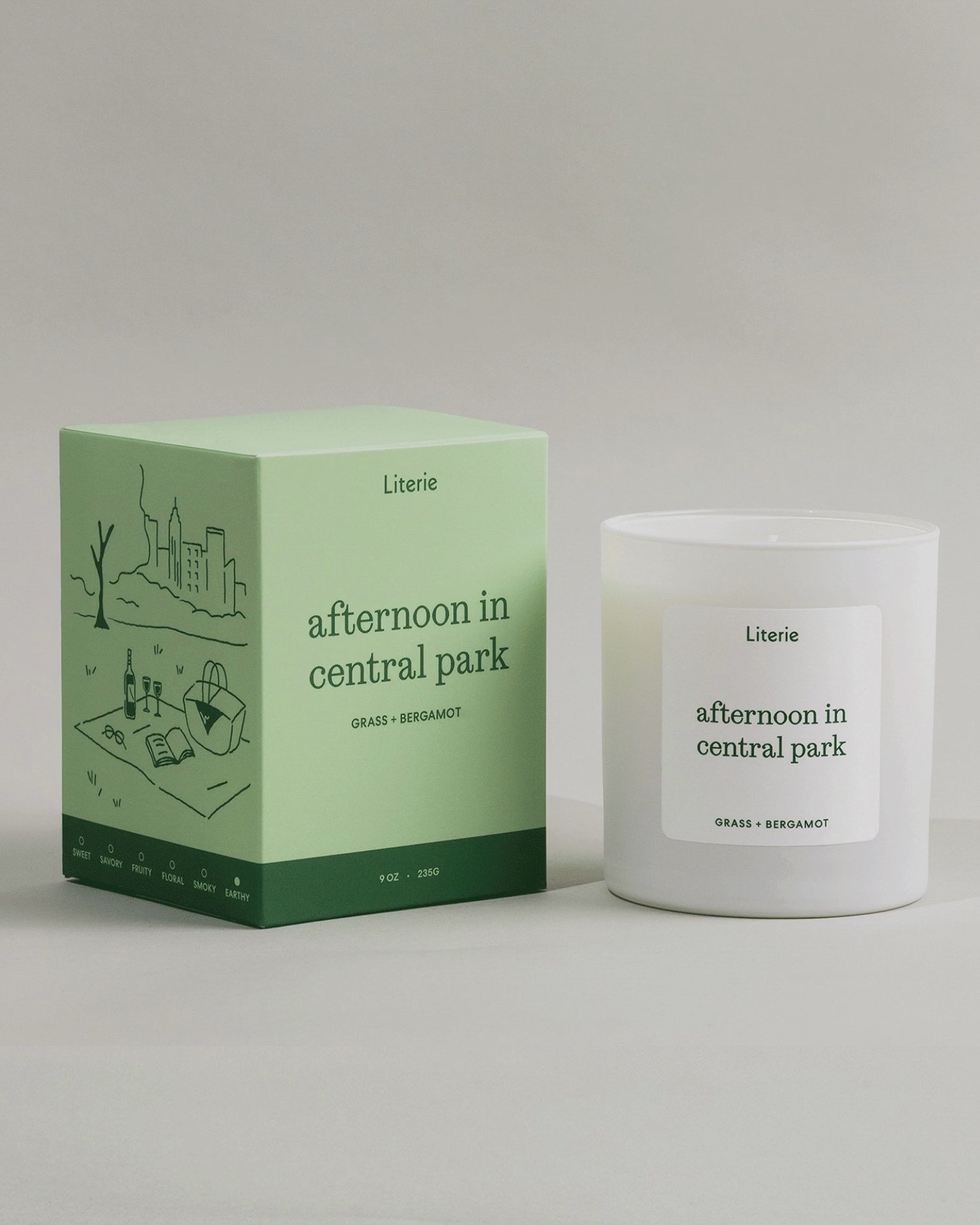 Afternoon In Central Park candle box spinning next to the candle.