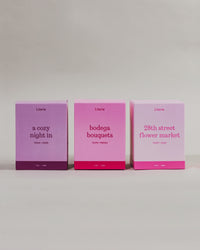 'in lieu of flowers' candle and gift box set box spinning to see artwork.