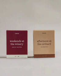 'weekends at the winery' and 'afternoon at the orchard' candle boxes turning.