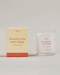Brunch in the west village little candle box rotating 360º with candle next to it