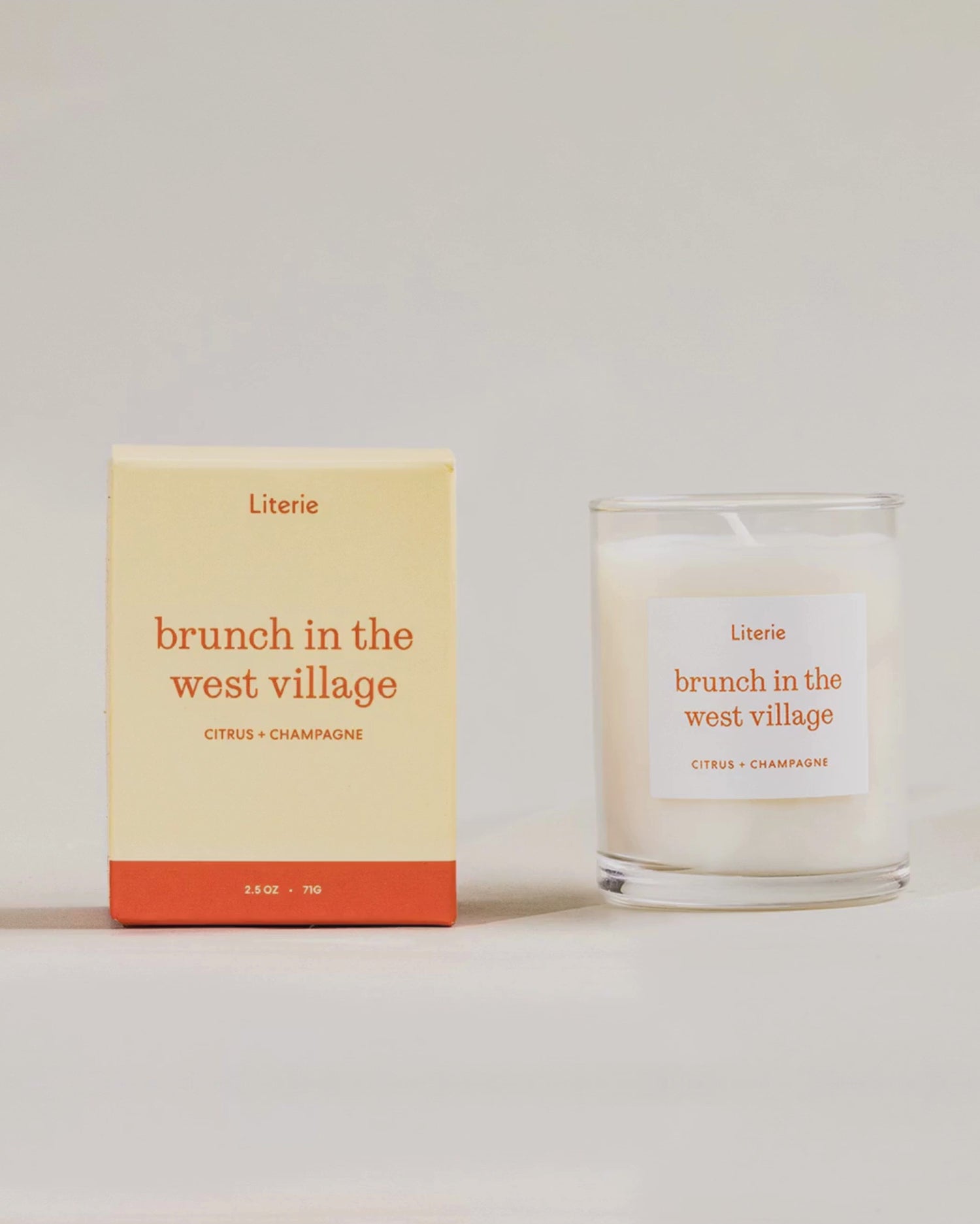 Brunch in the west village little candle box rotating 360º with candle next to it