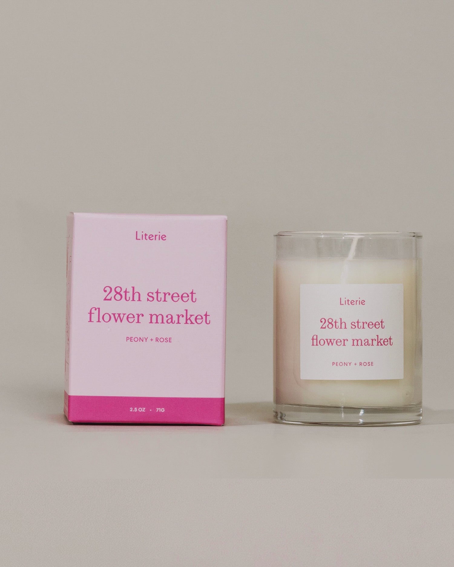 28th Street Flower Market little candle next to box rotating to show illustrations.
