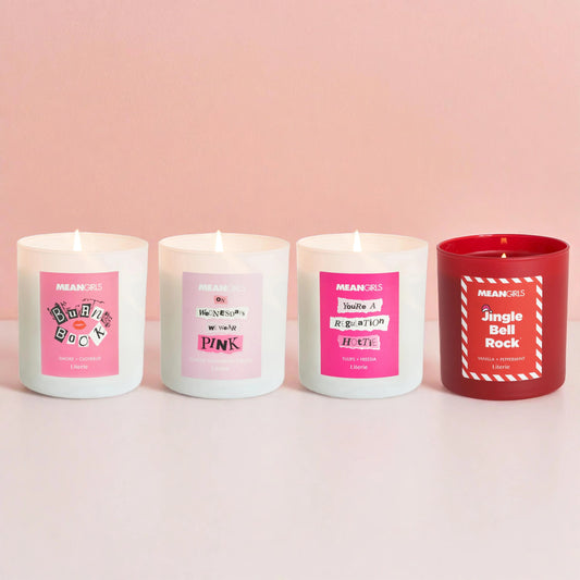 Four official Mean Girls the movie candle collection.