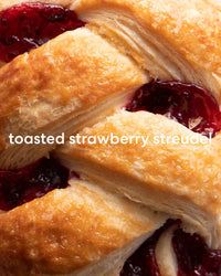 Warm and toasty streudel pastry filled with sweet strawberry.